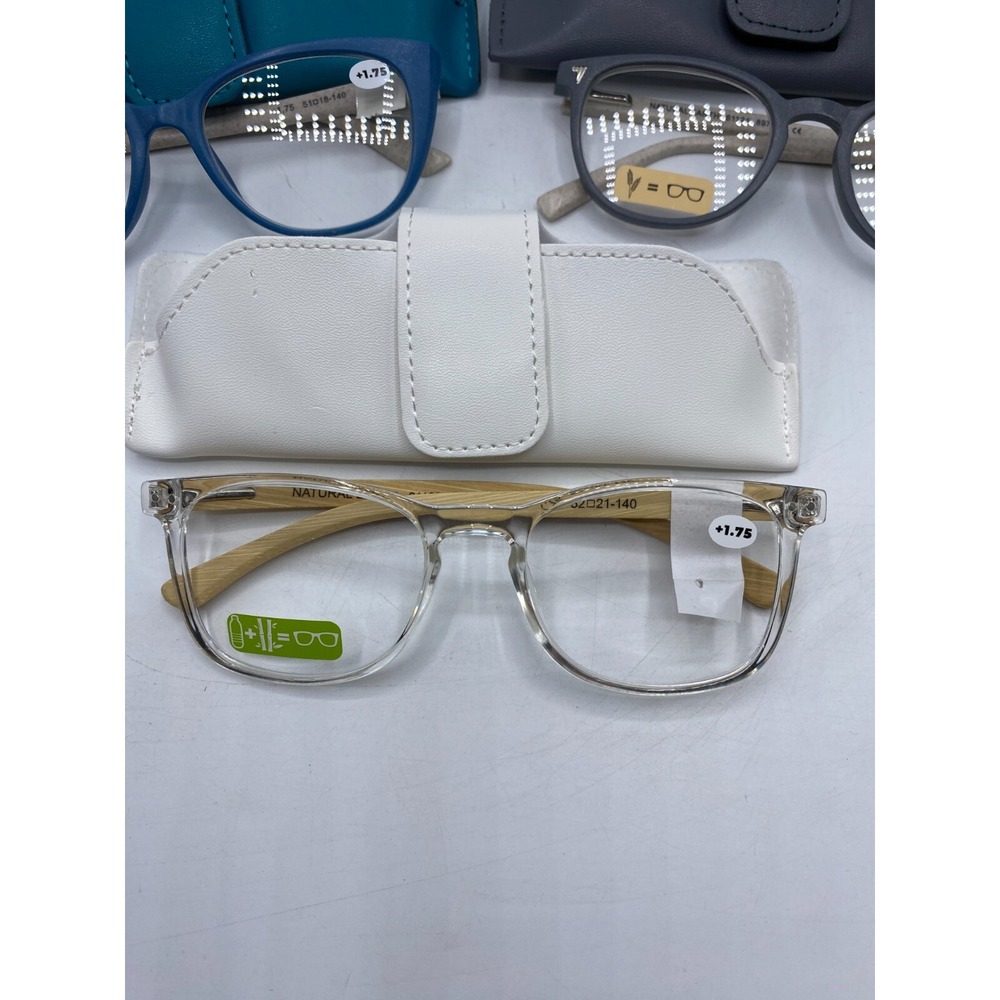 Natural Earth Reading Eyeglasses +1.50 (1 pair), +1.75 (2 pairs) w/Cases, New! - Picture 3 of 11